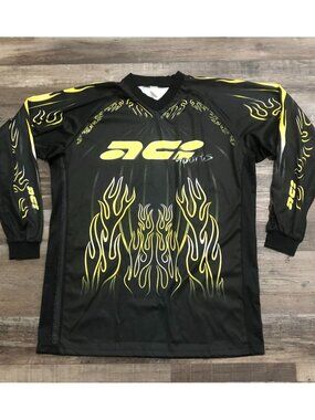 Vtg Vintage ACI Sports Mens 2XL Black & Yellow Long Sleeve Paintball Shirt